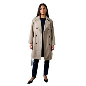 Old Navy Womens Rain Trench Coat Double Brested Tan Waterproof Sz L Light weight
